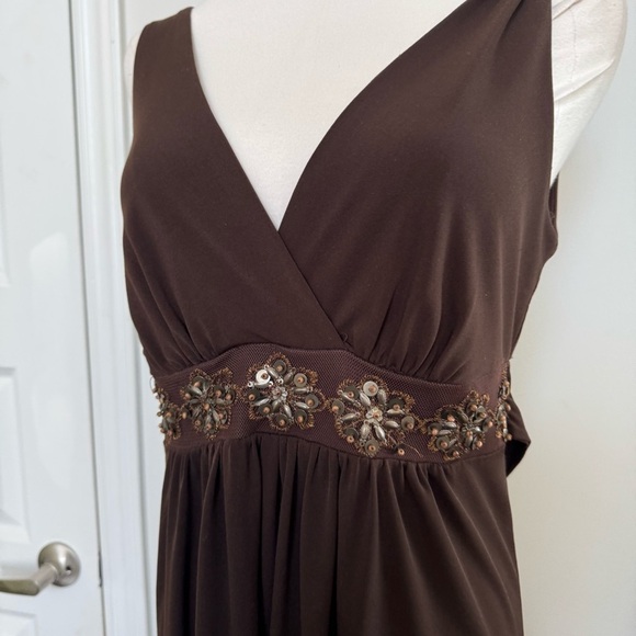 Elegant Vintage Brown Sleeveless Dress beaded fairy M grunge whimsigoth - Picture 4 of 6